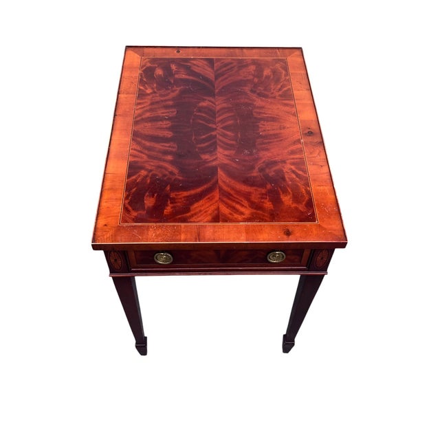 Late 20th Century Hekman Crotch Mahogany Side Table For Sale - Image 11 of 18