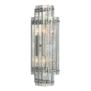 Carrier & Company for Visual Comfort Signature Cadence Large Tiered Sconce in Polished Nickel with Antique Mirror For Sale
