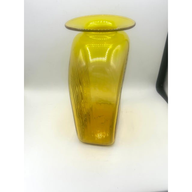 1960s 1964 Joel Myers for Blenko 6420 Vase in Jonquil Yellow For Sale - Image 5 of 11