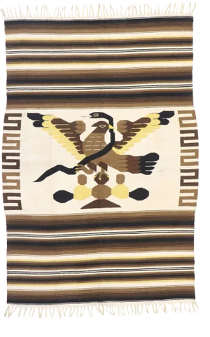 Vintage Mexican Serape Blanket Kilim Rug - 04'06 X 06'07