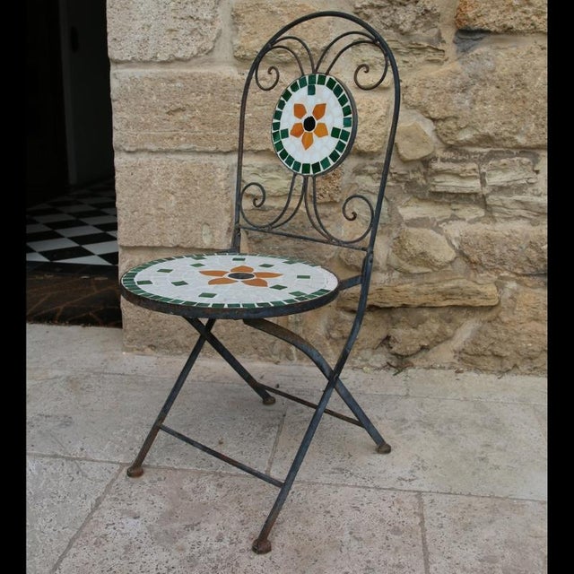 Vintage French Folding Garden Chair in Wrought Iron, 1970s For Sale - Image 9 of 9