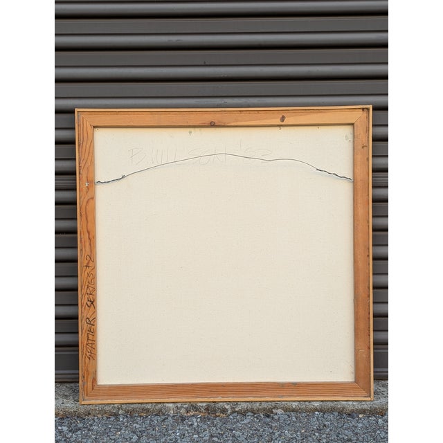Contemporary 1980s Geometric Abstract Acrylic Painting on Canvas by B. Wilson "Spatter Series No. 2," Framed For Sale - Image 3 of 8