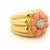 Orange Vintage Italian Coral and Diamond Flower Ring in 18k Yellow Gold, Size 6 For Sale - Image 8 of 11