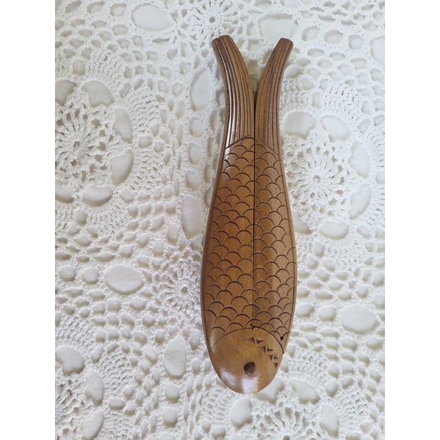 Wood Mid 20th Century Mid Century Modern Wooden Fish Nutcracker With Carved Details For Sale - Image 7 of 7