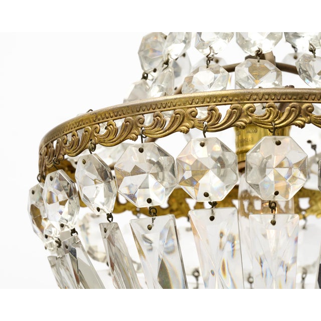 1920s French Louis XVI Crystal and Gilt Bronze Basket Chandelier For Sale - Image 4 of 9