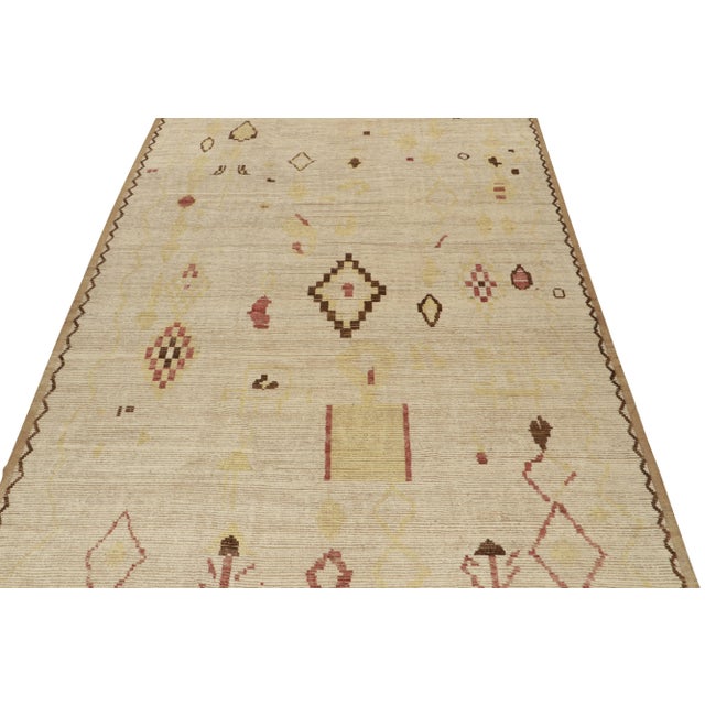 Moroccan Rug & Kilim’s Modern Rug with Beige-brown Geometric Patterns - 12x16 For Sale - Image 3 of 7