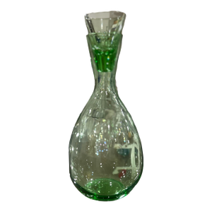 1960s Mouth Blown Personal Sized Green Decanter With Top Designed as Shot Glass