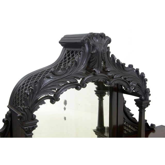 Edwardian Chippendale Revival Cabinet in Carved Mahogany, 1905 For Sale - Image 4 of 9