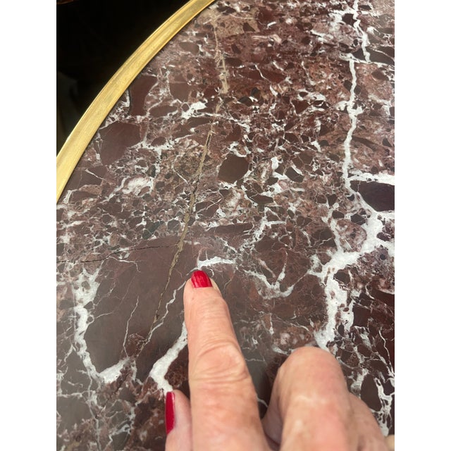Neoclassical Style White & Gold Guéridon Accent Table – Light Brown Marble For Sale - Image 12 of 14