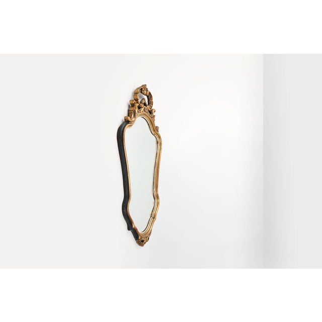 Baroque Style Mirror in Carved and Gilded Wood, Belgium, 1950s For Sale - Image 9 of 11