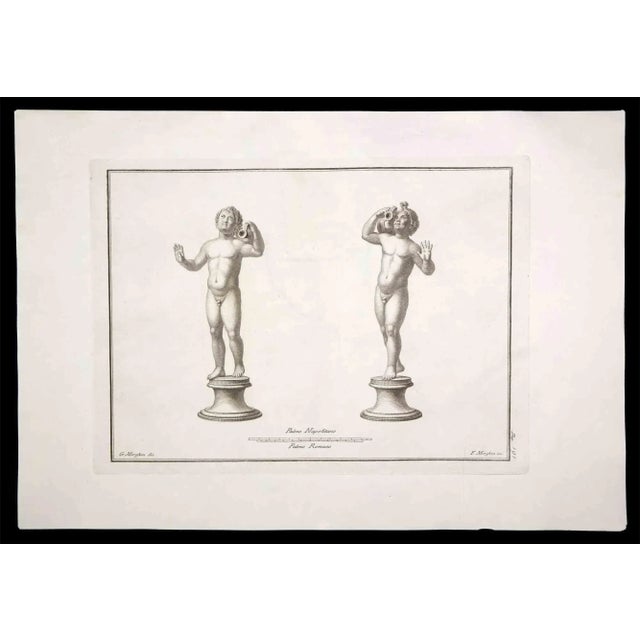 Ancient roman statues, from the series "antiquities of herculaneum", is an original etching on paper realized by f....