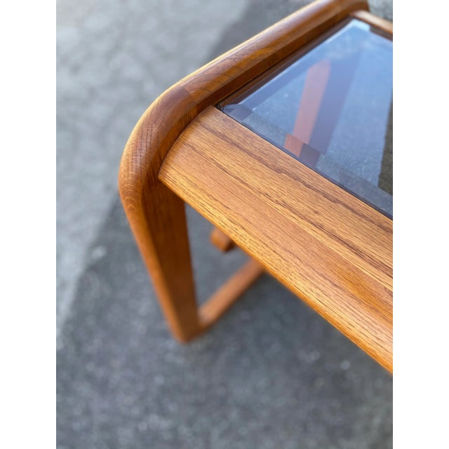 Modern 1980s Lou Hodges Style Oak and Glass Console Table For Sale - Image 3 of 12