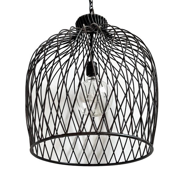 2020s Iron Basket Gourd Pendant Light For Sale - Image 5 of 8