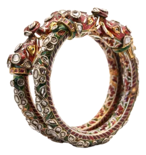 Antique Mughal Empire Indian Elephant Bangle Bracelet in 22k Yellow Gold
