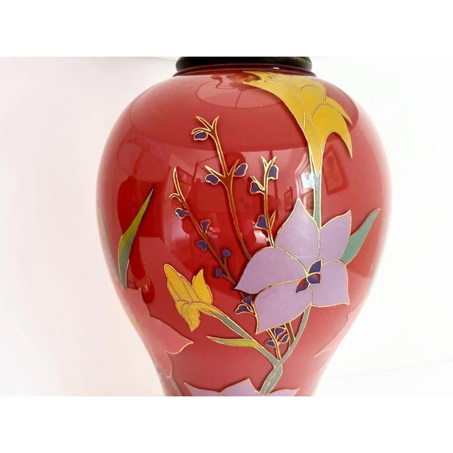 1970s 1970s Floral Vase Lamps & Shades - a Pair For Sale - Image 5 of 11