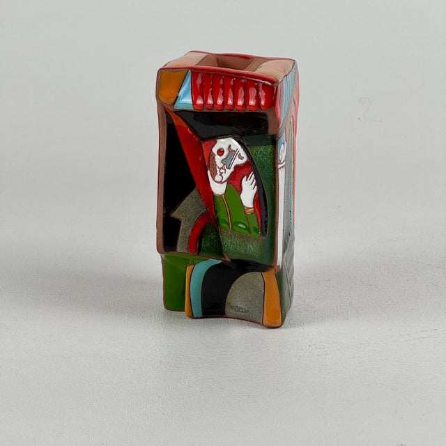 Katya Apekina Enameled Ceramic Art Sculpture With Figures in Windows, Circa 1990s For Sale - Image 4 of 10