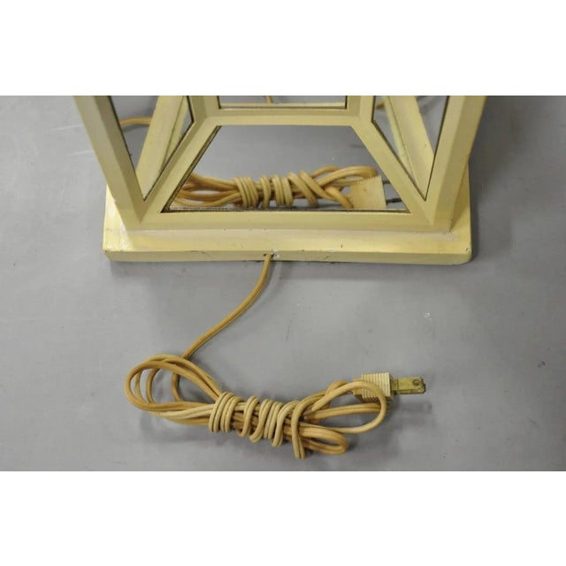 Vintage Blumberg Postmodern 1976 Mirrored Skyscraper Bone Lacquered Table Lamp For Sale - Image 11 of 12