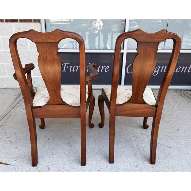 Late 20th Century 7 Piece Henkel Harris Solid Cherry Dining Set With 3 Leaves For Sale - Image 11 of 18