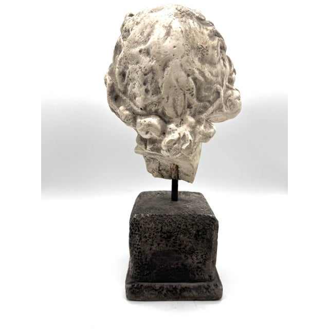 Stone Late 20th Century Attila’s Classical Fragment Head Sculpture on Pedestal - Reproduction For Sale - Image 7 of 8