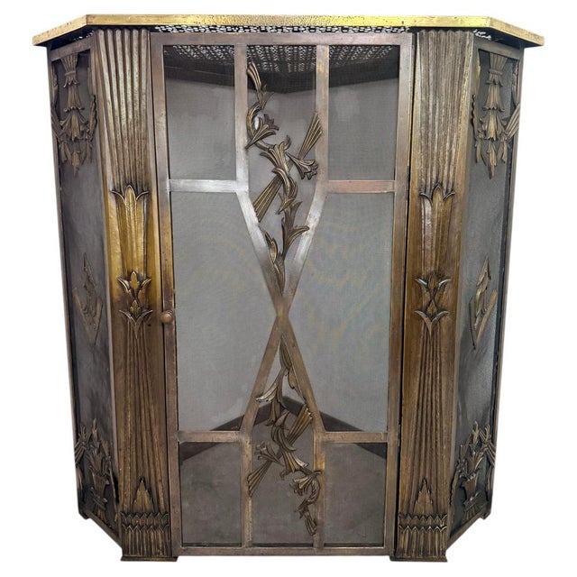 Brass Corner Fireplace Screen attributed to Dagobert Peche, 1890s For Sale - Image 16 of 16