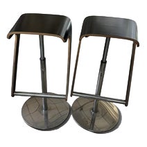 Adjustable Stools in Curved Wood and Chromed Steel from Pedrali, Set of 4 For Sale