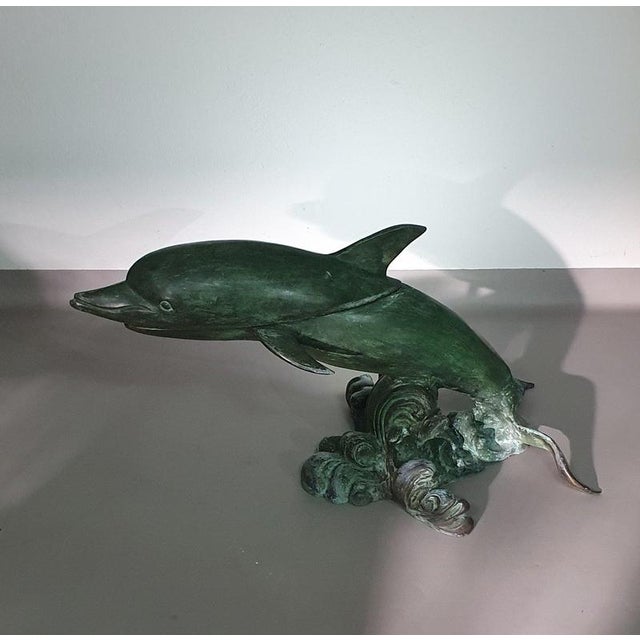 Bronze Dolphin Coffee Table with Oval Glass Top, 1970s For Sale - Image 14 of 14