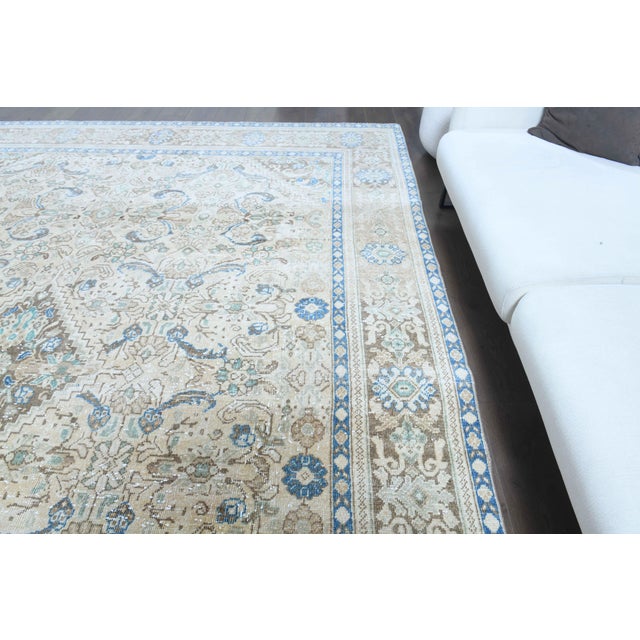 1970s Vintage Persian Handmade Wool Cotton Light Beige Area Rug For Sale In San Francisco - Image 6 of 11