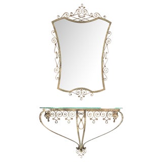Vintage Wall Mirror and Console by Pierluigi Colli, 1950s, Set of 2 For Sale