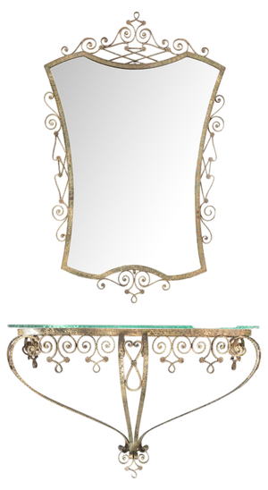 Vintage Wall Mirror and Console by Pierluigi Colli, 1950s, Set of 2