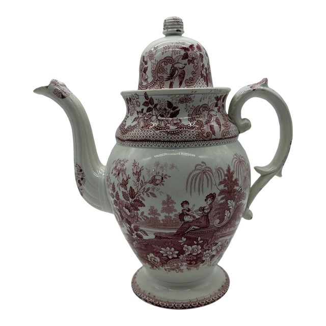A Very Nice Antique Staffordshire Pink Transfer Coffee Pot, Circa 1830's For Sale