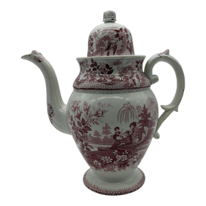 A Very Nice Antique Staffordshire Pink Transfer Coffee Pot, Circa 1830's
