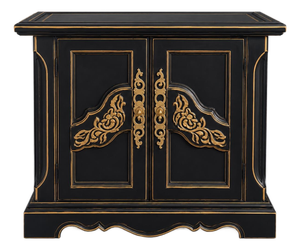 Vintage Onyx Black & Gold Fielding Accent Cabinet