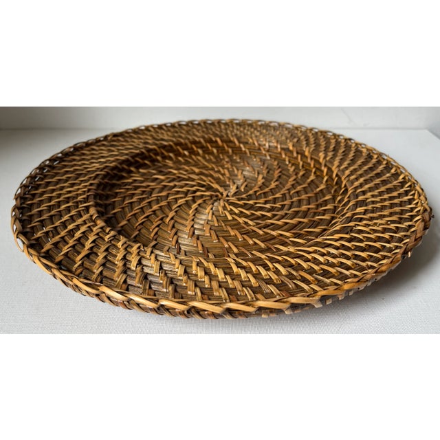 Wood Classic Brown Rattan 14" Chargers/Placemats-Set 8 For Sale - Image 7 of 9