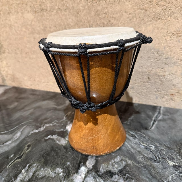 African Djembe Drum Rope Tuned Goatskin Goblet Drum West Africa Music Instrument For Sale - Image 3 of 10