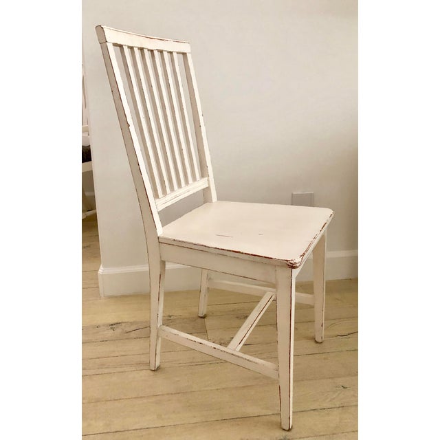 Set Of Four Crate Barrel Village Wood Dining Chairs