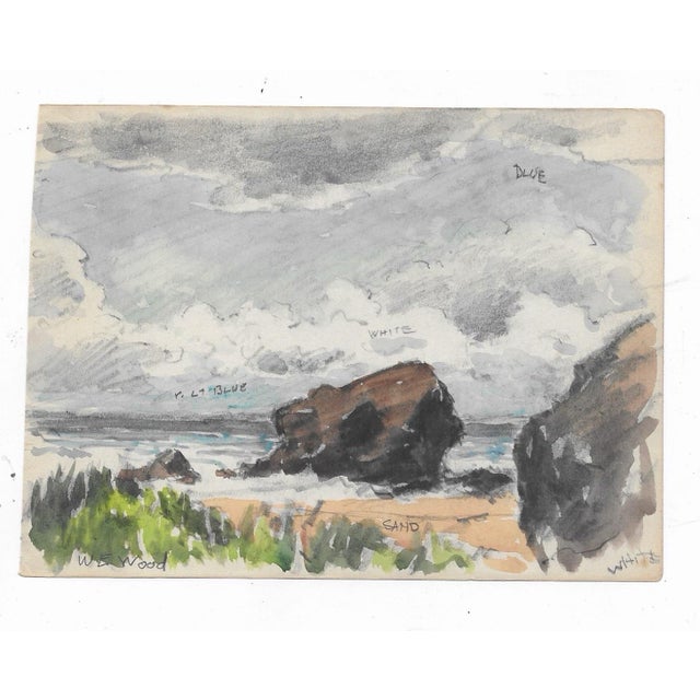 1943 watercolor on paper by William E. Wood. Wood lived on Paignton Beach in Devon, so this is probably in that area....