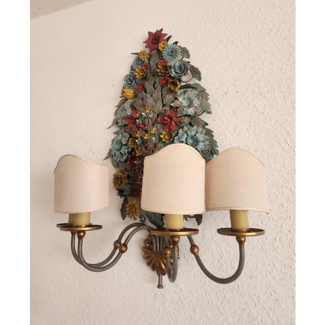 Large Vintage Gild Wall Lamp from CIANI Firenze, Italy, 1960s, Set of 3 For Sale - Image 17 of 18