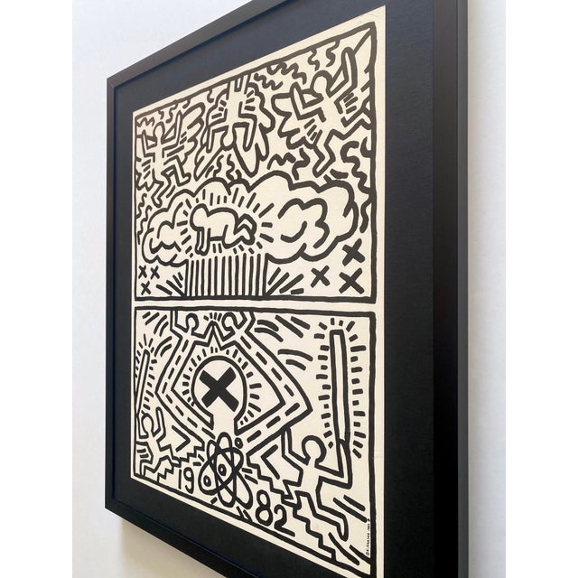 Keith Haring Vintage 1982 Lithograph Print " Nuclear Disarmament " Framed Pop Art Poster For Sale - Image 10 of 15