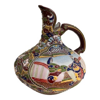 Satsuma Moriage Style Enameled Wine Pitcher For Sale