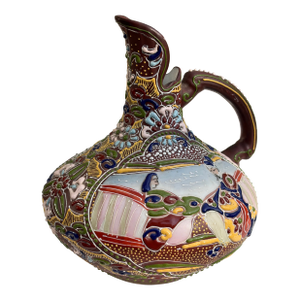 Satsuma Moriage Style Enameled Wine Pitcher
