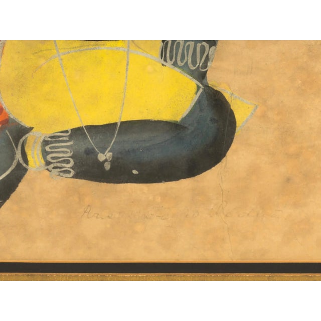 Indian Antique 19th Century Indian Kalighat Painting of Krishna Adoring Radha, Framed For Sale - Image 3 of 4