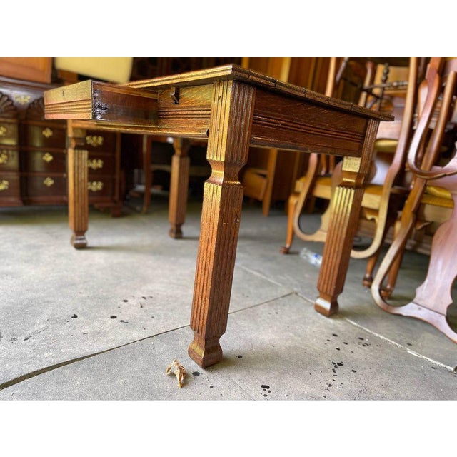 Antique Victorian Oak Library Table With 1 Drawer For Sale - Image 10 of 11
