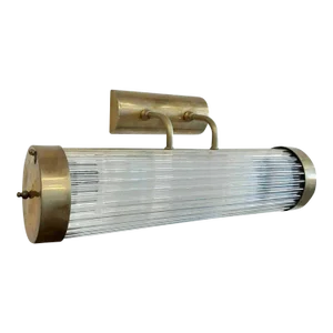 Vintage Art Deco Skyscraper Rod Ship Light Wall Sconces Fixture in Brass & Glass