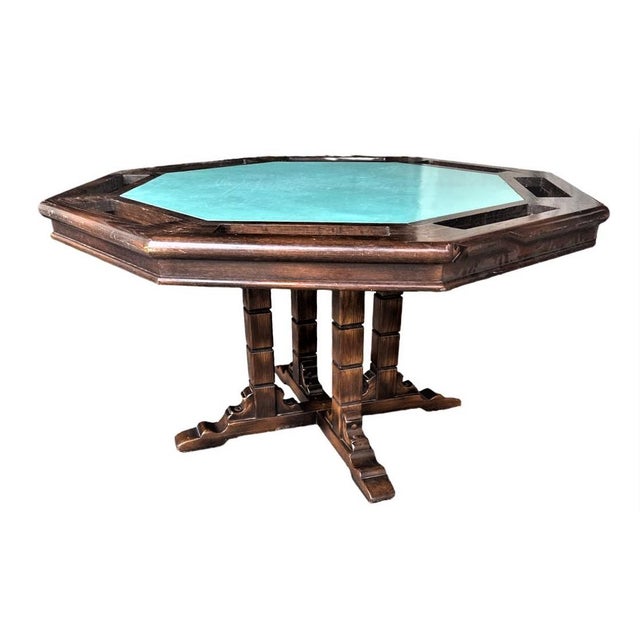 Romweber Viking Oak Octagonal Poker Table Vintage Mid 20th Century