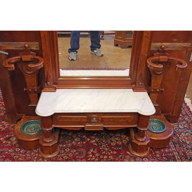 19th Century Victorian Walnut Pier Mirror Hall Tree Attributed to Thomas Brooks For Sale In New York - Image 6 of 11
