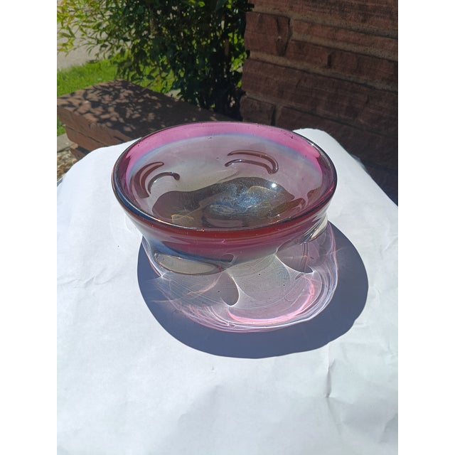 Mid-Century Modern Late 20th Century Murano Attributed Sommerso Glass Catchall – Amethyst, Blue, Black For Sale - Image 3 of 12