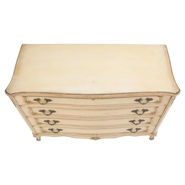 Shabby Chic Gold Decorated Off White Painted French Provincial Dresser For Sale - Image 13 of 13