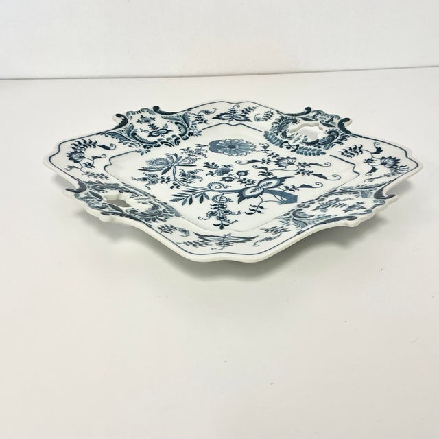 Ceramic 1970s Vintage Japanese Chinoiserie Blue Danube Meissen Style Square Platter. For Sale - Image 7 of 10