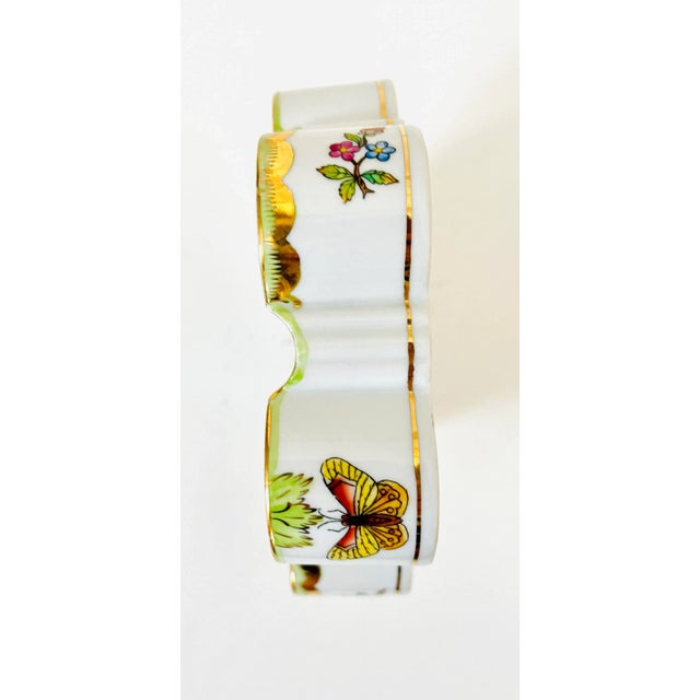 1970's Herend Queen Victoria Vintage Hand Painted Octagon Shape Porcelain Ashtray With Gilt Accenting For Sale - Image 11 of 12