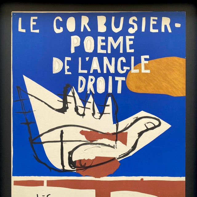 Le Corbusier Vintage 1955 Mid Century Modernist Mourlot Fine Art Lithograph Print " Poeme De l'Angle Droit " Framed Paris Exhibition Poster For Sale In Kansas City - Image 6 of 15